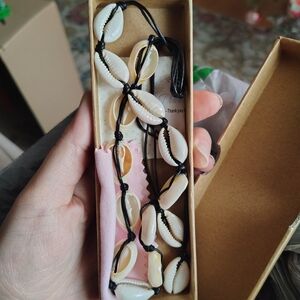 Y2K Shell Necklace with Black Cord